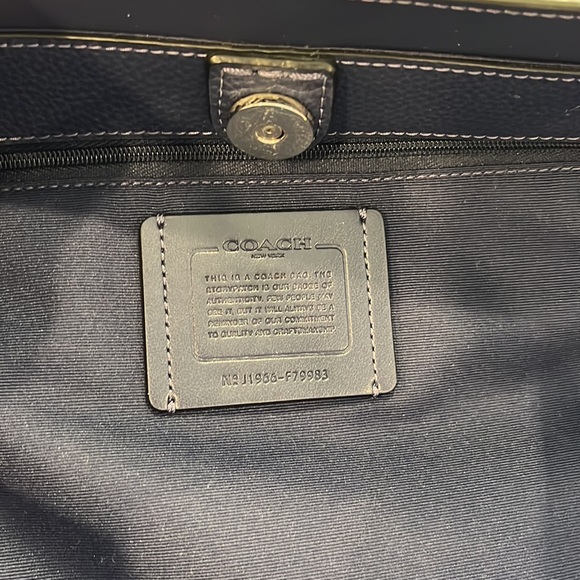 Coach Town Tote Metallic Cadet Blue Pebbled Leather New NWOT - Picture 4 of 6